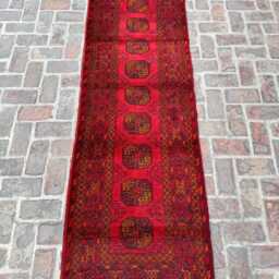 2x9 Afghan Bukhara Wool Runner - Authentic Hand-Knotted Tribal Corridor Rug Traditional Oriental Carpet For Hallway Or Entryway Decor - thumbnail 2