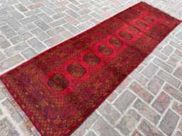 2x9 Afghan Bukhara Wool Runner - Authentic Hand-Knotted Tribal Corridor Rug Traditional Oriental Carpet For Hallway Or Entryway Decor