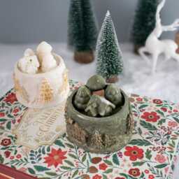 Handmade Stonecast Christmas Candle Jar Elegant Soy Wax Home Decor - thumbnail 4