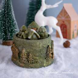 Handmade Stonecast Christmas Candle Jar Elegant Soy Wax Home Decor - thumbnail 2