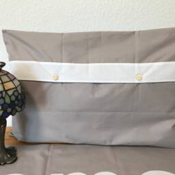 1x Country Style Cushion Cover Pillow Taupe/White Home 40x60cm - thumbnail 2