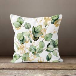 Eucalyptus Cushion Cover-Green Flower Pillow Case-Modern Leaves Cushion-Garden Throw Cover-Gift For Her Cushion-Handmade Material - thumbnail 3