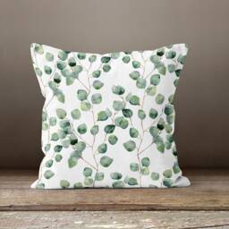 Eucalyptus Cushion Cover-Green Flower Pillow Case-Modern Leaves Cushion-Garden Throw Cover-Gift For Her Cushion-Handmade Material - thumbnail 2