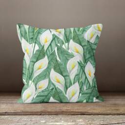 Eucalyptus Cushion Cover-Green Flower Pillow Case-Modern Leaves Cushion-Garden Throw Cover-Gift For Her Cushion-Handmade Material - thumbnail 4