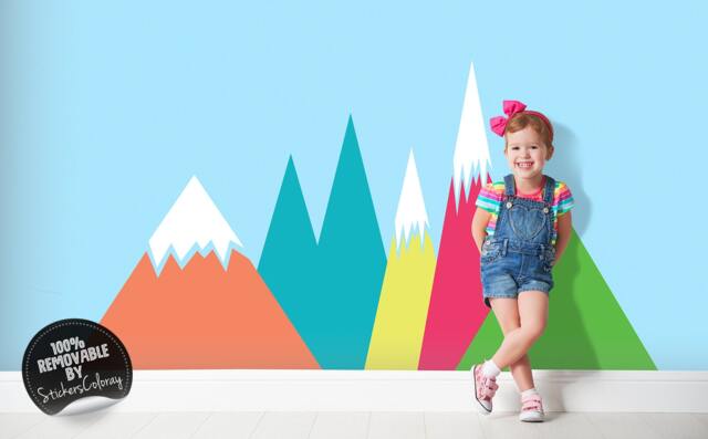 Mountains Wall Decal For Kids Room, Nurseries, Peel & Stick, Removable Decor, Landscape Sticker, Self Adhesive #52 - image 1