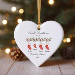 Personalised First Christmas As A Family Of 3 Bauble - Ornament Baby Xmas Tree Decoration - thumbnail 1