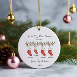 Personalised First Christmas As A Family Of 3 Bauble - Ornament Baby Xmas Tree Decoration - thumbnail 3