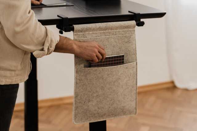 Wool Felt Desk Organizer Hanging Tabletop Pocket, Clamp-On Design - image 1