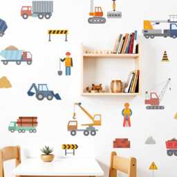 Construction Truck Wall Decals, Boy's Nursery Decor, Art, Kids Room Decal, Peel & Stick Decal - thumbnail 3