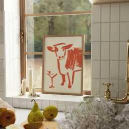 Cow Martini Wall Art Print, Modern Kitchen Artwork, Quirky Bar & Dining Room Illustration - thumbnail 3