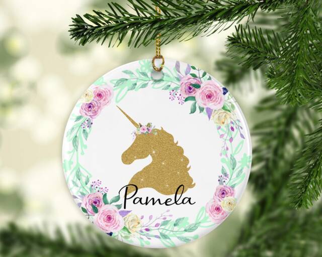 Personalised Unicorn Christmas Ornament Girl's First - image 1