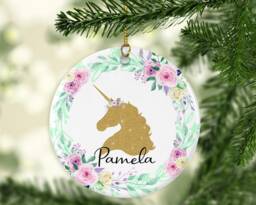 Personalised Unicorn Christmas Ornament Girl's First - thumbnail 1