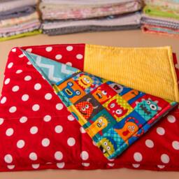 Baby Boy Quilt, Primary Color Quilt, Monsters Boy Bedding, Baby Shower Gift, Unique Red Bright Nursery - thumbnail 3