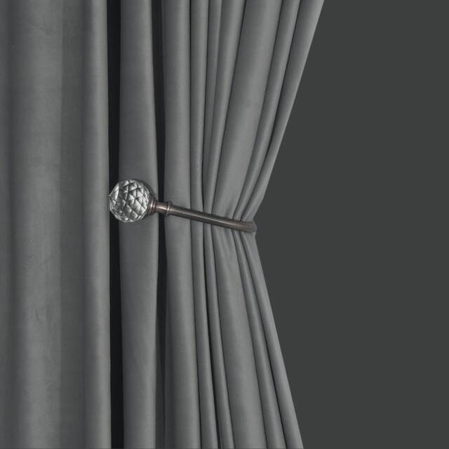 Pair Of Earth Grey Velvet Curtains, Silky Living Room Custom Curtains - image 1