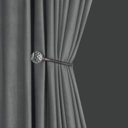 Pair Of Earth Grey Velvet Curtains, Silky Living Room Custom Curtains