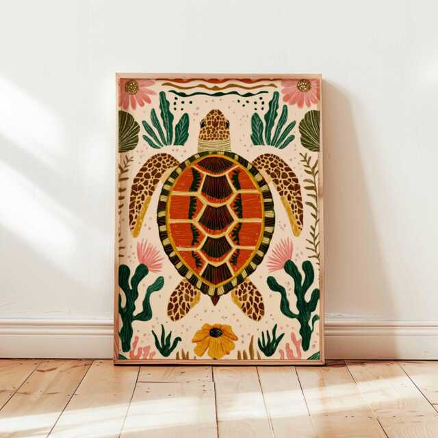 Turtle Poster, Ocean Wall Art, Sea Print, Marine Life Coastal Decor Beach Animal Lover Gift - image 1
