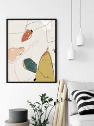 Hygge Sunshine, Boho Decor, Art Print, Abstract Art, Mid Century Nordic Colorful Poster, Shapes Block Print - thumbnail 1