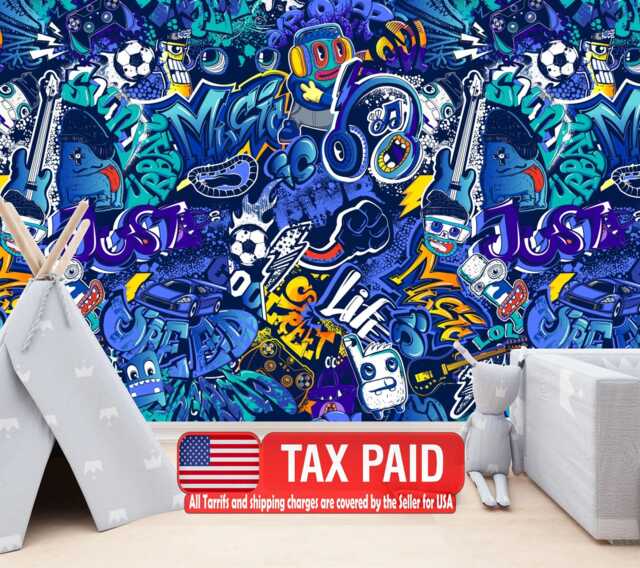 Graffiti Street Wallpaper Mural, Urban Abstract Art Print, Peel & Stick - image 1