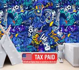 Graffiti Street Wallpaper Mural, Urban Abstract Art Print, Peel & Stick - thumbnail 1