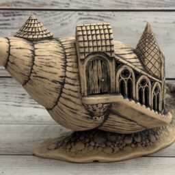 Whimsical Snail Church Night Light - Unique Ceramic Fairy House Lamp - thumbnail 3