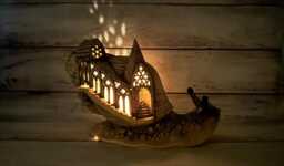 Whimsical Snail Church Night Light - Unique Ceramic Fairy House Lamp