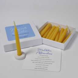 Beeswax Meditation Candle Set 20-Minute Mindfulness Taper Candles With Holder - thumbnail 2