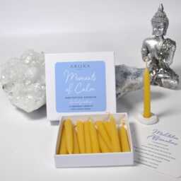 Beeswax Meditation Candle Set 20-Minute Mindfulness Taper Candles With Holder - thumbnail 1