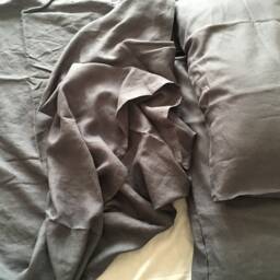 3 Pcs Set Stone Washed Pure Linen Sheet Set, Top With 2 Pillowcases Dove Gray/Charcoal Hand Made By Linen Legend - thumbnail 2