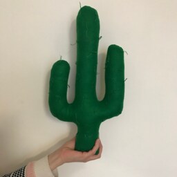 Felt Cactus Pillow - Handmade Green Succulent With Googly Eyes - thumbnail 2