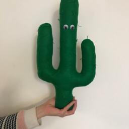 Felt Cactus Pillow - Handmade Green Succulent With Googly Eyes - thumbnail 3