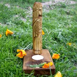 Frigg Statue With Small Altar. Hand Carved Linden Wood Figurine. Vikings Goddess.(7 Inches - thumbnail 2