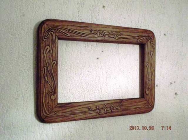 Carved Chestnut Mirror Frame - Art Nouveau Style With Natural Finish - image 1