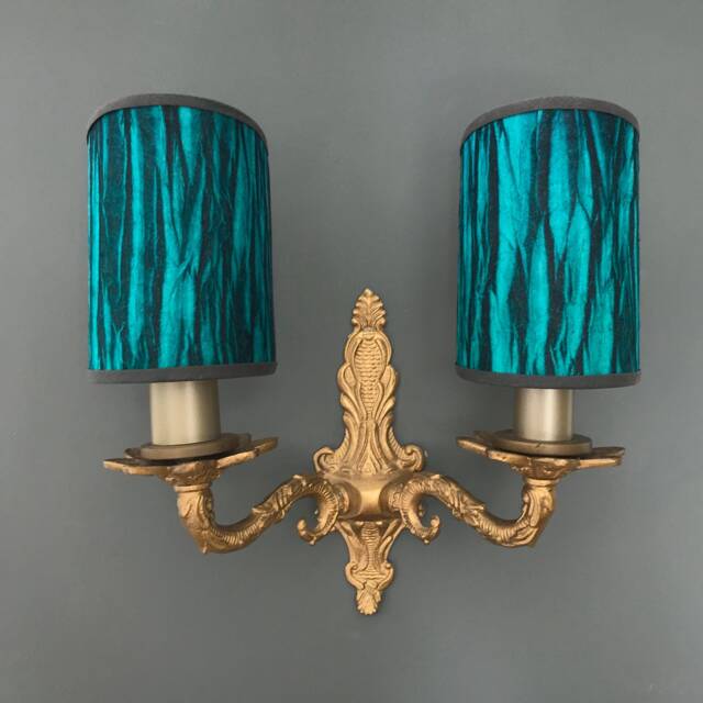 Jade Bark - Handmade, Candle Clip Half Shield Lampshade For Wall Lights - image 1