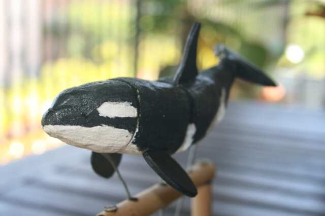 Automaton Orca - Handmade Wooden Sculpture - image 1