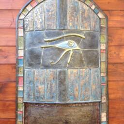Egyptian Shield Wall Sculpture Wabi Sabi Art, Movie Prop Replica - thumbnail 2