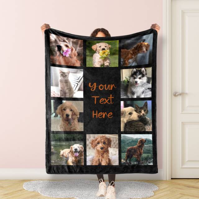 Personalized Photo Blanket Collage, Pet Blanket, Picture With Text, Memorial Best Friend Gift - image 1