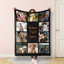 Personalized Photo Blanket Collage, Pet Blanket, Picture With Text, Memorial Best Friend Gift - thumbnail 1