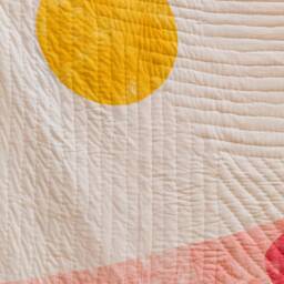Handmade Kantha-stitched Cotton Quilt Pink Block Print Indian Bedspread - thumbnail 3