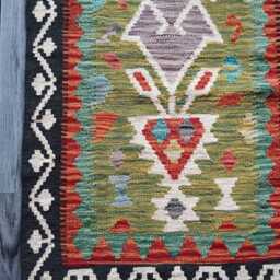 Heritage Runner Rug, Handmade Artisan Afghan Turkish, Scandinavian, Navajo, Bohemian, Wool Flatweave Multicolour Kilim Rug 190x65 cm - thumbnail 2