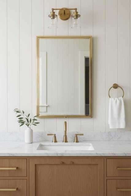 Handmade Unlacquered Brass Rectangular Vanity Mirror - image 1