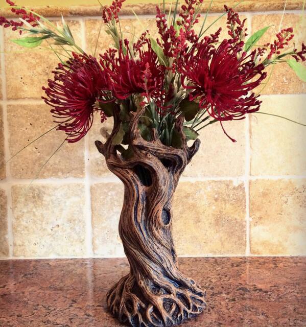 Tree Vase, Brown Finish - Unique Woodland Rustic Home Decor Resin Sculpture Flower Nature Gift & Earthy - image 1