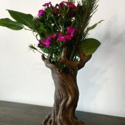Tree Vase, Brown Finish - Unique Woodland Rustic Home Decor Resin Sculpture Flower Nature Gift & Earthy - thumbnail 2