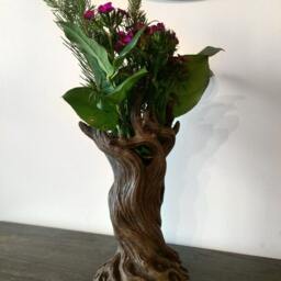 Tree Vase, Brown Finish - Unique Woodland Rustic Home Decor Resin Sculpture Flower Nature Gift & Earthy - thumbnail 3