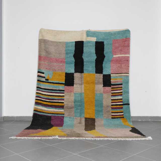 Handmade Abstract Berber Wool Rug Artisanal Moroccan Carpet - 9, 8x6, 5 Ft - image 1