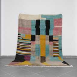 Handmade Abstract Berber Wool Rug Artisanal Moroccan Carpet - 9, 8x6, 5 Ft - thumbnail 1