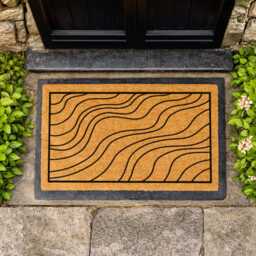 Modern Wavy Line Welcome Mat - Coastal Beach House Rug Entryway Decor - thumbnail 3