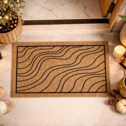 Modern Wavy Line Welcome Mat - Coastal Beach House Rug Entryway Decor - thumbnail 4
