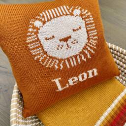Personalised Lion Merino Wool Pillow, Baby Cushion Gift