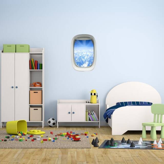 Airplane Window Wall Decal Nimbus Clouds Peel & Stick Decor Flying Vwaq-Pw5 - image 1