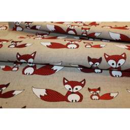 Linen Curtain Panel Natural White Orange Foxes Animals Kids Room Decor Cafe Curtain Kitchen Valance Runner Napkins Tea Towel Great Gift - thumbnail 2